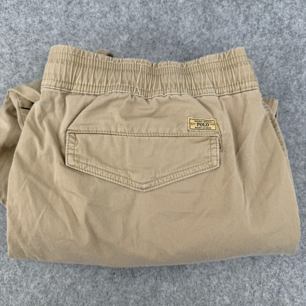 Polo Ralph Lauren Men's Cargo Jogger Pants XL Tan 23" Inseam Drawstring Zipper